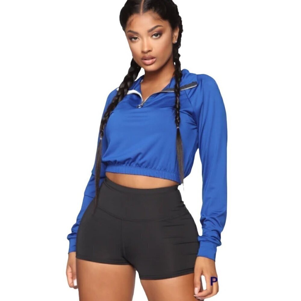 Fashion Nova NWT Royal Blue Mock Neck Top, Do You Even Gym Women's Size 2X - Picture 11 of 11